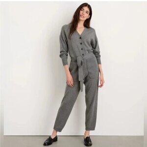 Alex Mill Belted Merino Sweater Jumpsuit Heather Grey